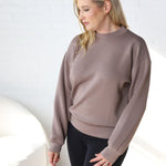 Sonja Scuba Mock Neck Pullover - Mocha