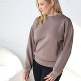 Sonja Scuba Mock Neck Pullover - Mocha