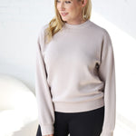 Sonja Scuba Mock Neck Pullover - Mocha Cream