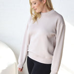 Sonja Scuba Mock Neck Pullover - Mocha Cream