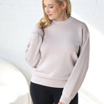 Sonja Scuba Mock Neck Pullover - Mocha Cream