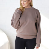 Sonja Scuba Mock Neck Pullover - Mocha