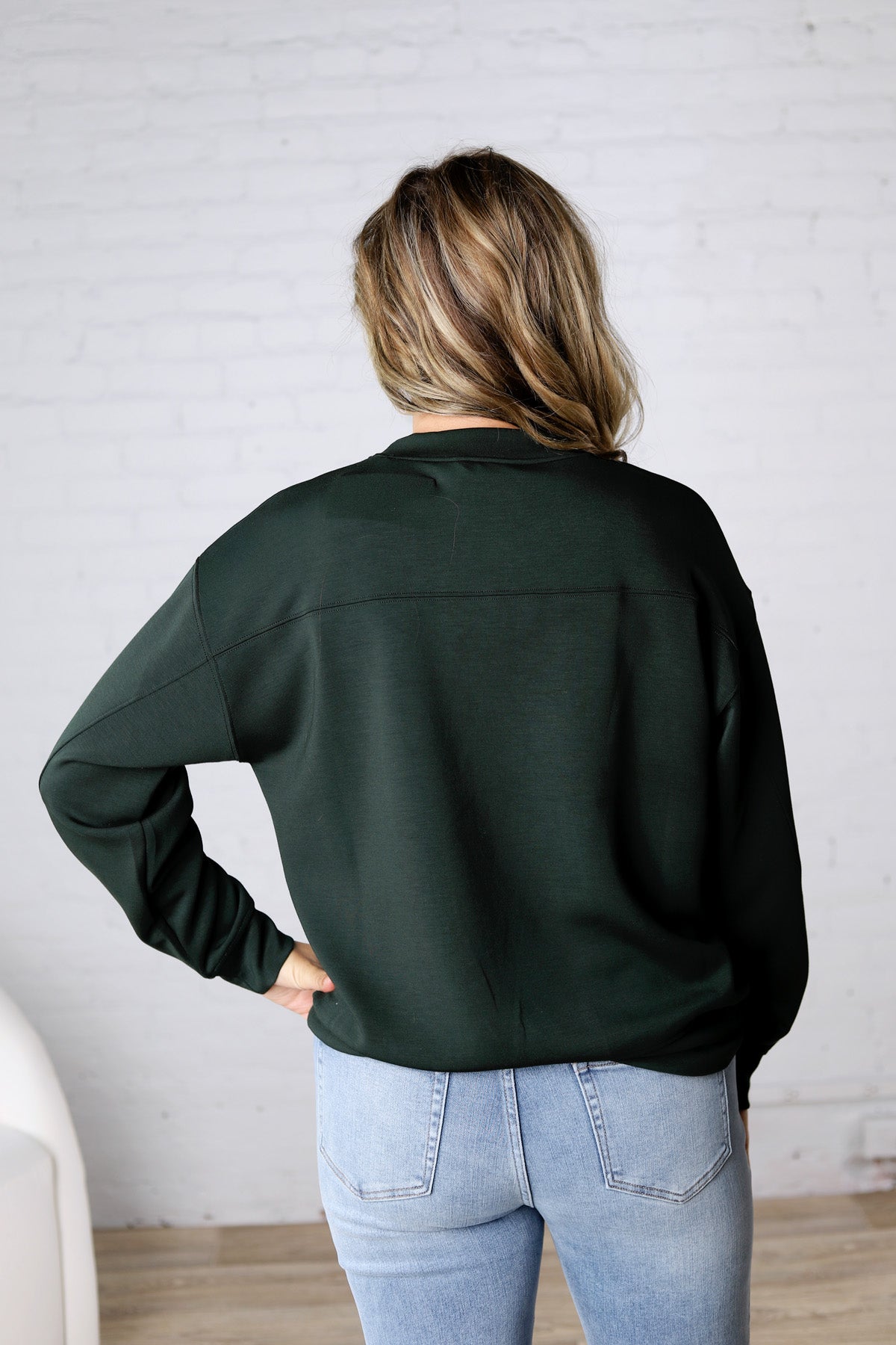 Sonja Scuba Mock Neck Pullover - Regency Green