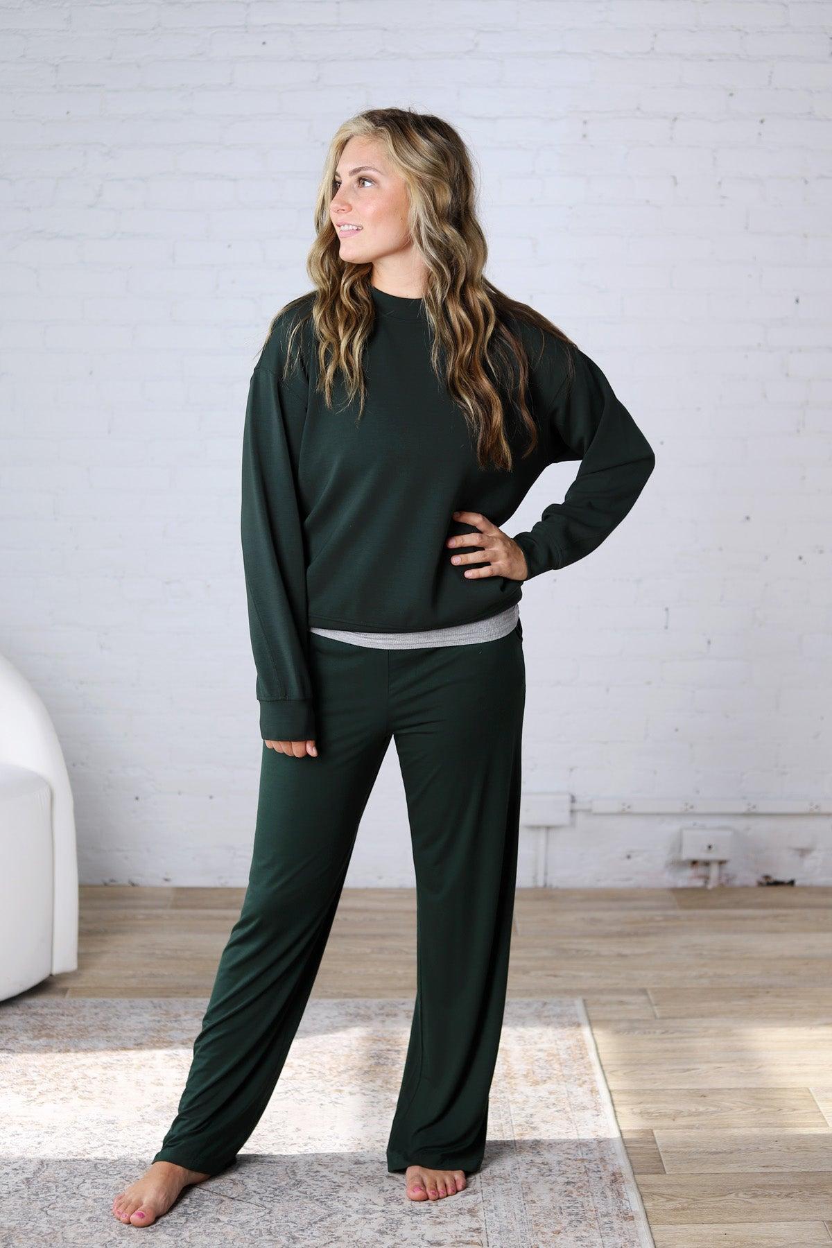 Sonja Scuba Mock Neck Pullover - Regency Green