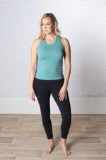 Sonnie Seamless Ribbed Racerback Tank Top - Grey Teal