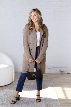 Soren Open Basic Sweater Coat - Brown FINAL SALE