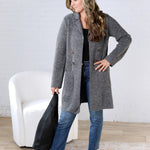 Soren Open Basic Sweater Coat - Charcoal