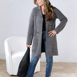 Soren Open Basic Sweater Coat - Charcoal