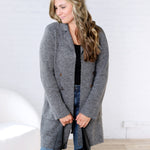 Soren Open Basic Sweater Coat - Charcoal