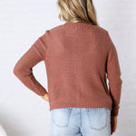 Soren Open Cardigan with Ribbed Edges - Marsala
