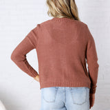 Soren Open Cardigan with Ribbed Edges - Marsala