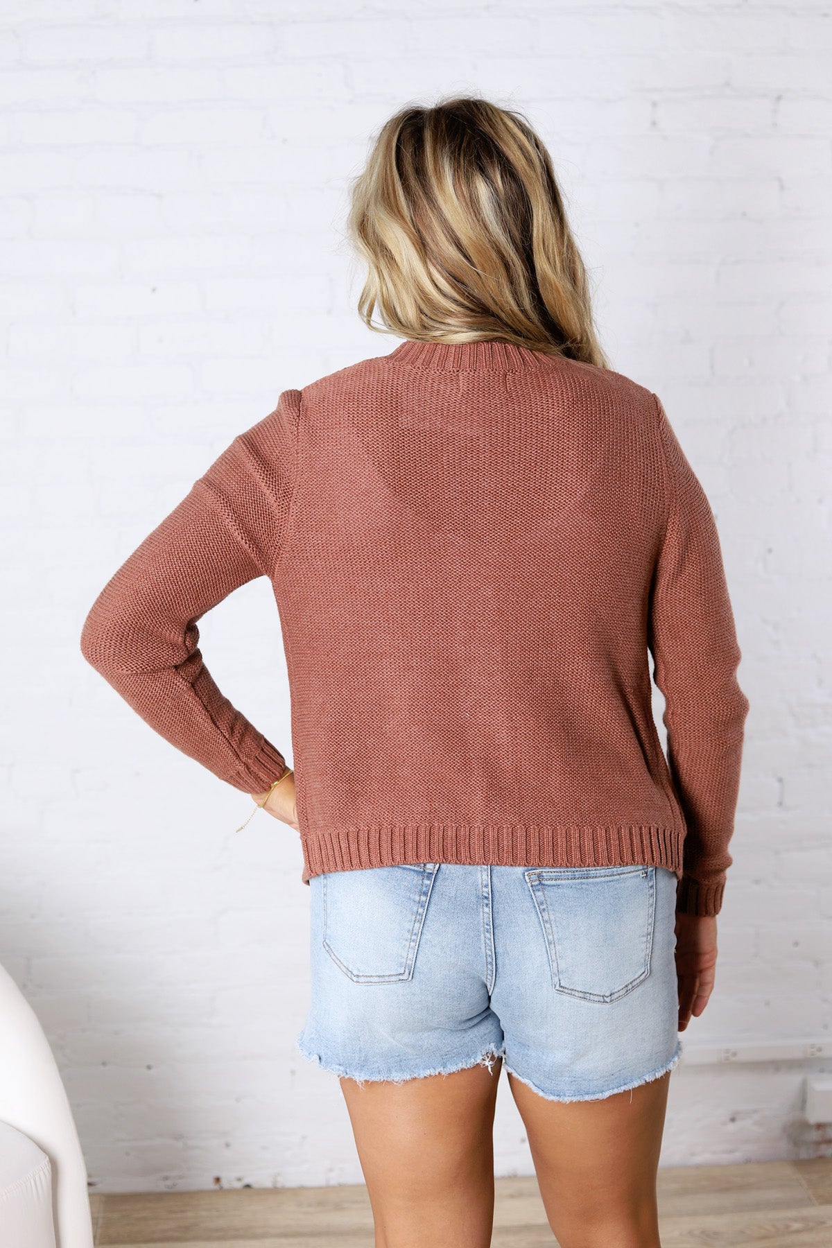 Soren Open Cardigan with Ribbed Edges - Marsala