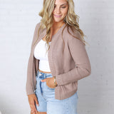 Soren Open Cardigan with Ribbed Edges - Mocha