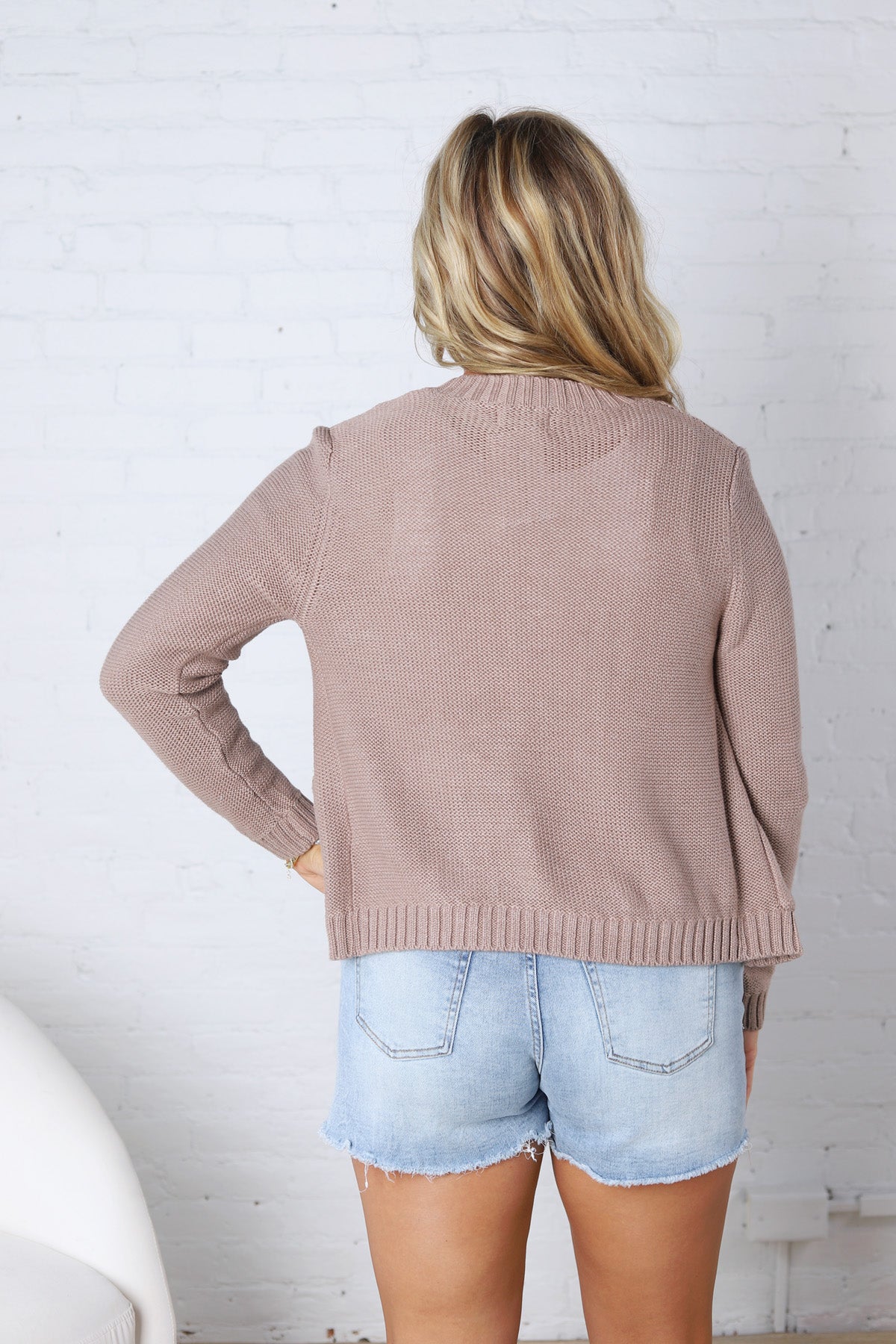 Soren Open Cardigan with Ribbed Edges - Mocha