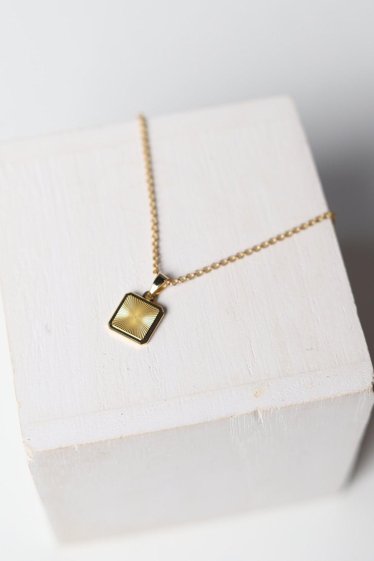 Square Charm Necklace - Gold - Baubles + Bobbies