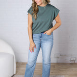 Stella Viscose Short Sleeve Sweater - Ash Jade