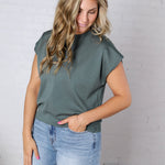 Stella Viscose Short Sleeve Sweater - Ash Jade