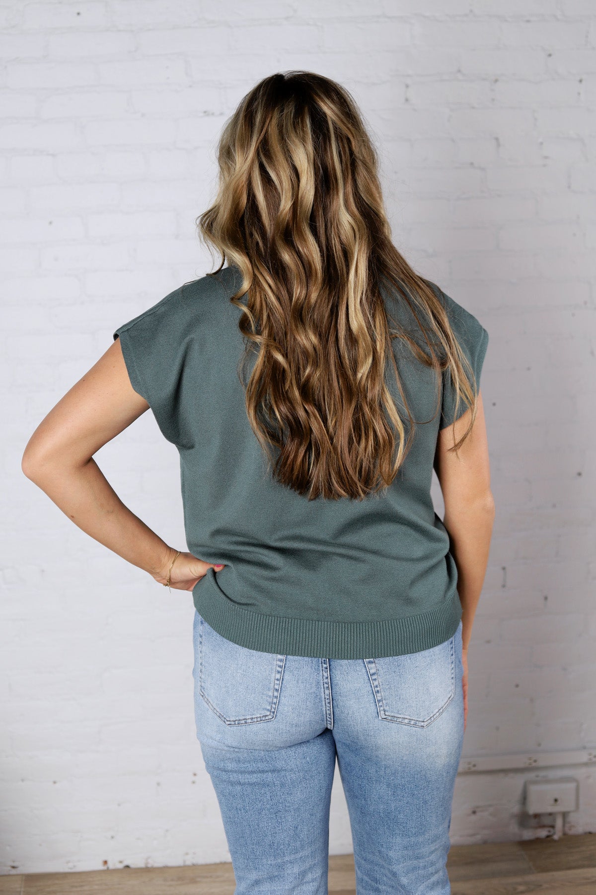 Stella Viscose Short Sleeve Sweater - Ash Jade
