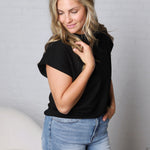 Stella Viscose Short Sleeve Sweater - Black