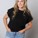 Stella Viscose Short Sleeve Sweater - Black
