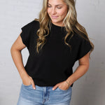 Stella Viscose Short Sleeve Sweater - Black