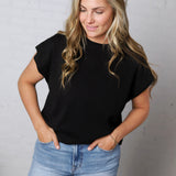 Stella Viscose Short Sleeve Sweater - Black