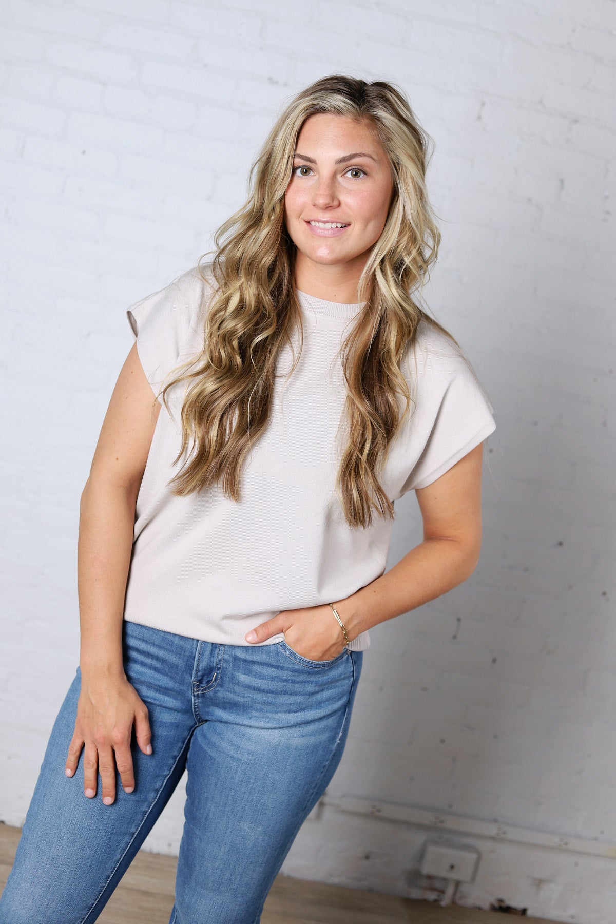 Stella Viscose Short Sleeve Sweater - Bone