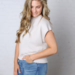 Stella Viscose Short Sleeve Sweater - Bone