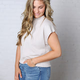Stella Viscose Short Sleeve Sweater - Bone