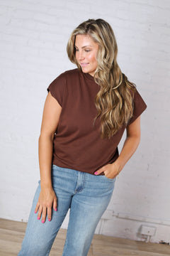 Stella Viscose Short Sleeve Sweater - Brown