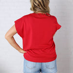 Stella Viscose Short Sleeve Sweater - Red