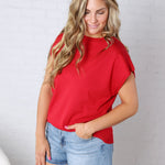 Stella Viscose Short Sleeve Sweater - Red