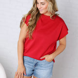 Stella Viscose Short Sleeve Sweater - Red