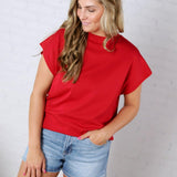 Stella Viscose Short Sleeve Sweater - Red