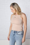 Steph Basic Round Neck Tank - Lt. Taupe