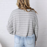 Stevie Striped Brushed Knit Pullover Top - H. Grey
