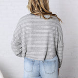 Stevie Striped Brushed Knit Pullover Top - H. Grey