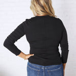 Sylvia Ribbed Crewneck Basic Top - Black