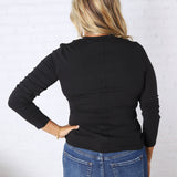 Sylvia Ribbed Crewneck Basic Top - Black