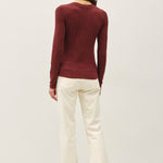Sylvia Ribbed Crewneck Basic Top - Burgundy FINAL SALE