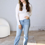 Sylvia Ribbed Crewneck Basic Top - Oatmeal