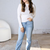 Sylvia Ribbed Crewneck Basic Top - Oatmeal