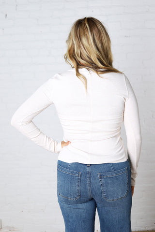 Sylvia Ribbed Crewneck Basic Top - Oatmeal