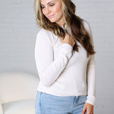 Sylvia Ribbed Crewneck Basic Top - Oatmeal