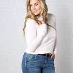 Sylvia Ribbed Crewneck Basic Top - Oatmeal