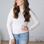 Sylvia Ribbed Crewneck Basic Top - Oatmeal