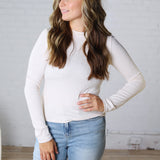 Sylvia Ribbed Crewneck Basic Top - Oatmeal