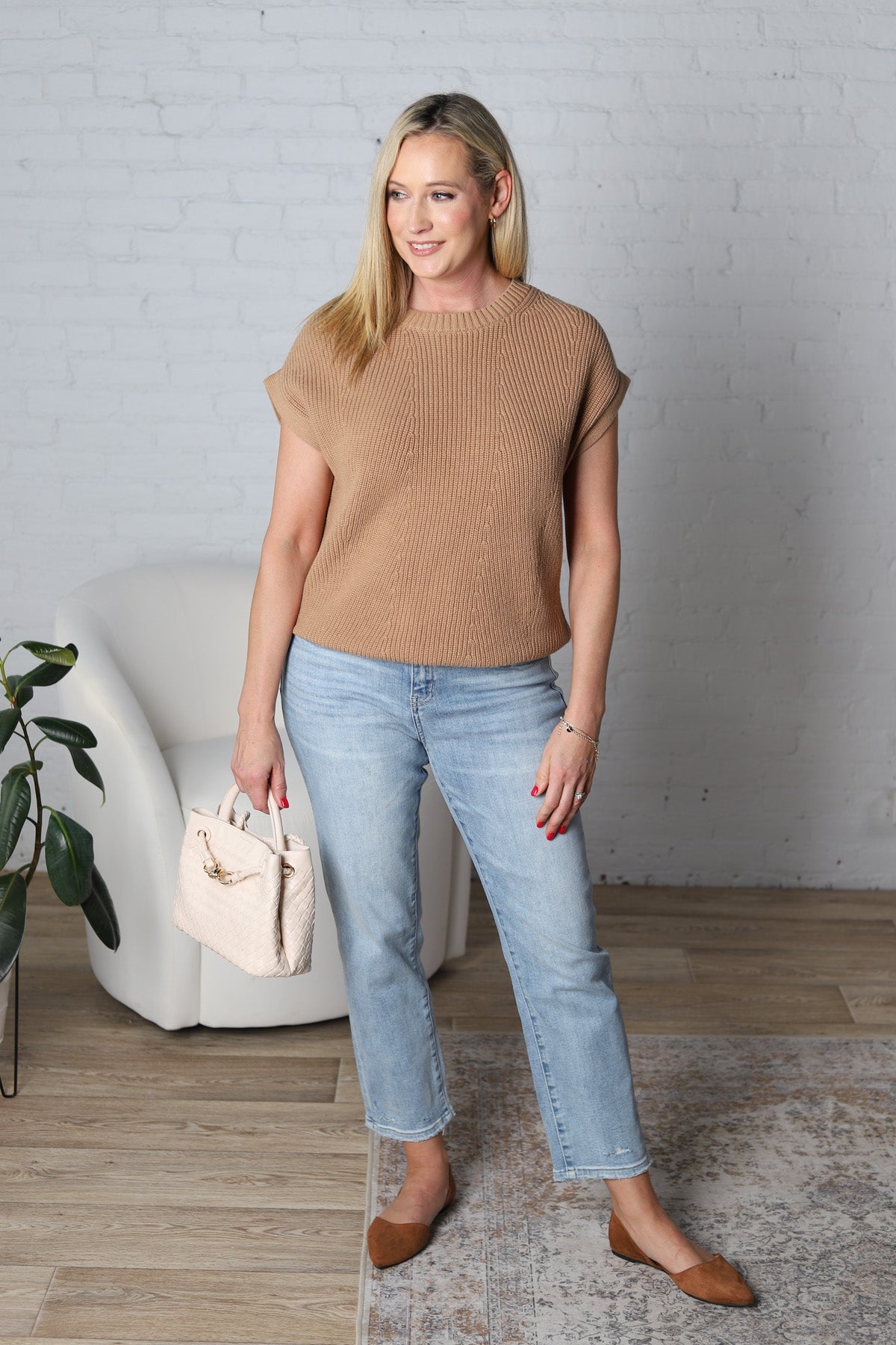 Sylvie Batwing Sleeved Knit Sweater - Latte