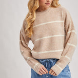 Talyse Striped Knit Sweater - Taupe