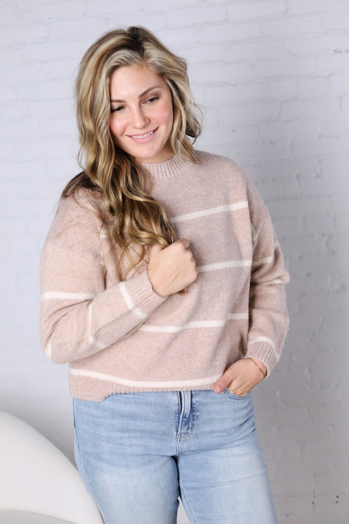 Talyse Striped Knit Sweater - Taupe FINAL SALE